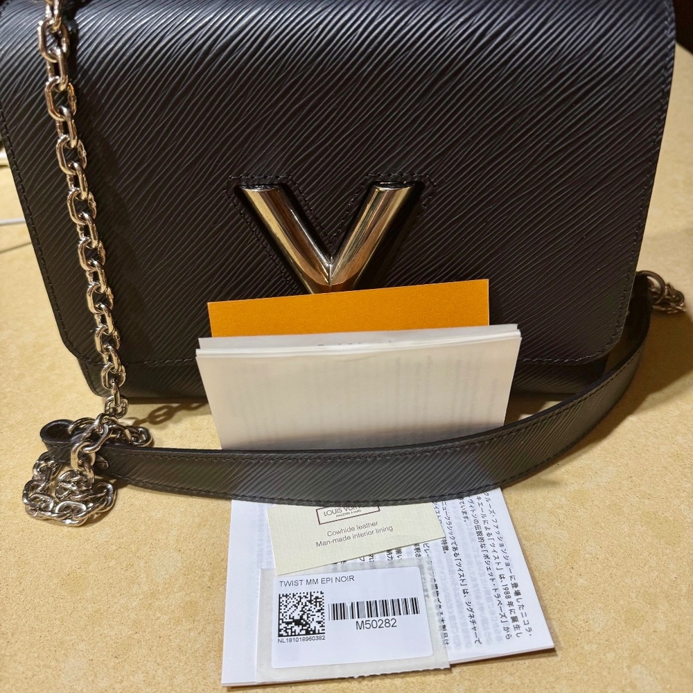 LOUIS VUITTON TWIST LADIES HANDBAG EPILEATHER BLACK - Picture 4 of 6